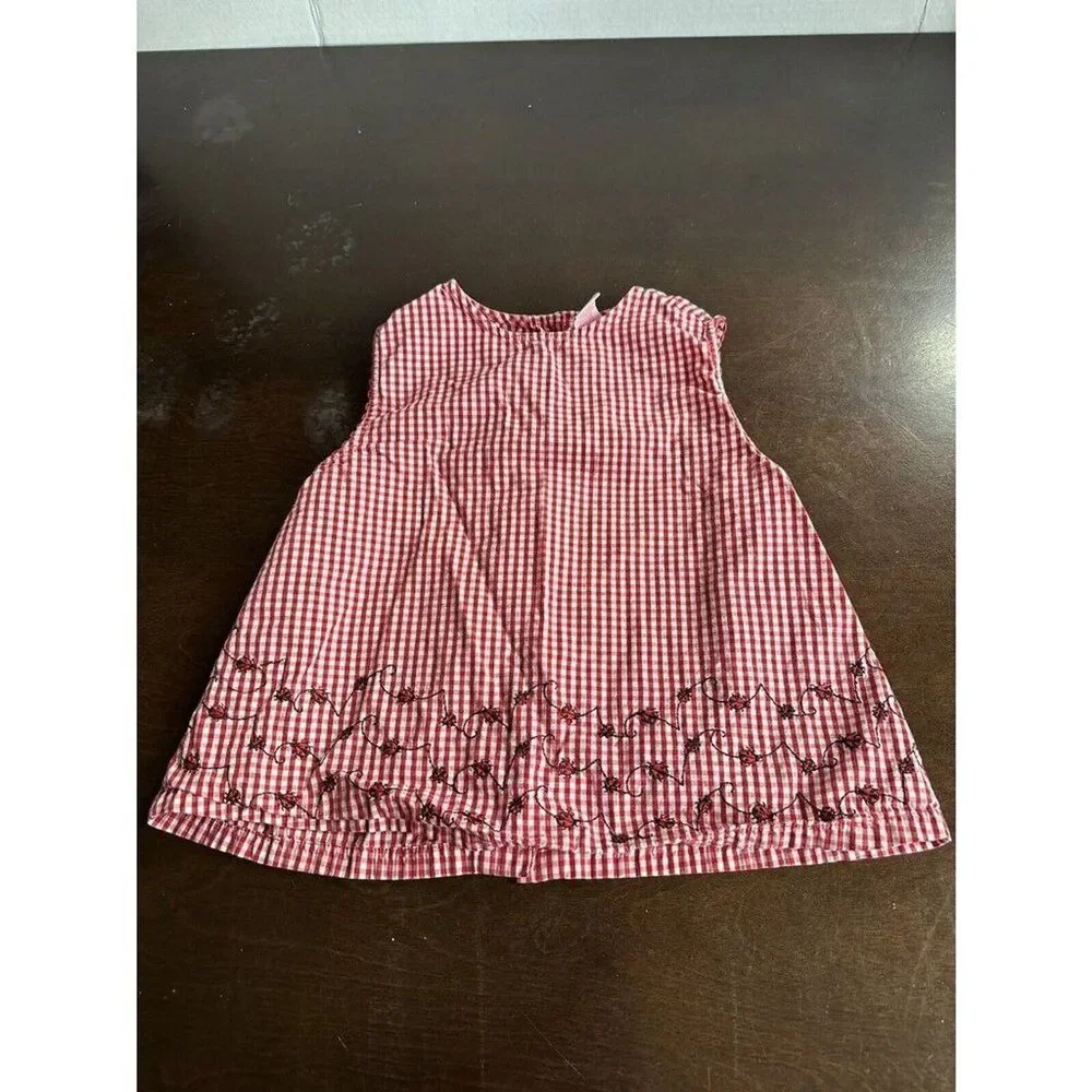 Girls Coppper Key 6X Red and White Gingham Print Lady Bug Dress